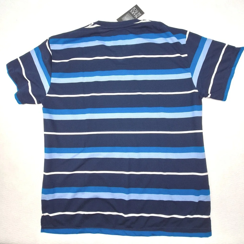 Marx & Dutch T-Shirt Mens XXL‎ Blue Striped V-Neck Short Sleeve New NWT Casual
